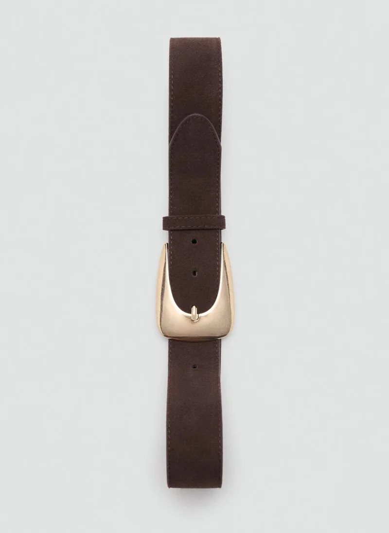 MANGO Suede belt with maxi buckle