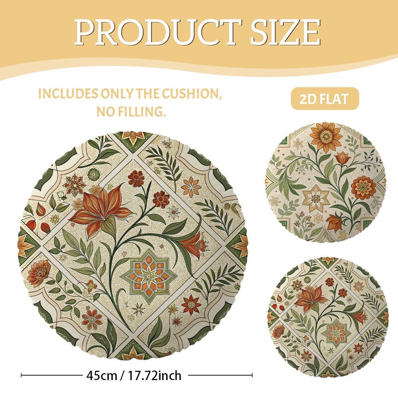 Set Of 2 Round Pillow Covers With Easy Retro Design And Floral Prints For Living Room Bedroom And Ramadan Decor - Image 5