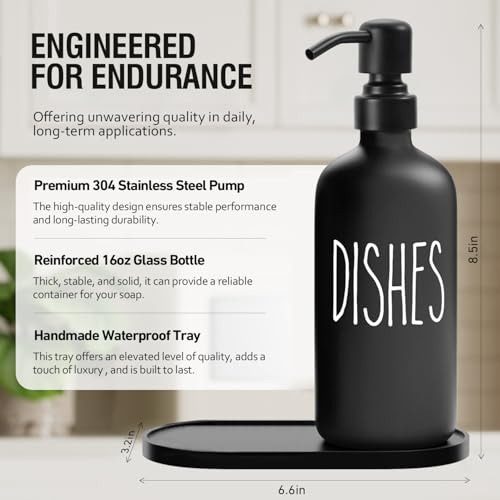 MOMEEMO Kitchen Soap Dispenser Set Contains Dish and Hand Soap Dispenser Suitable for Farmhouse Kitchen Decor Black White - Image 3