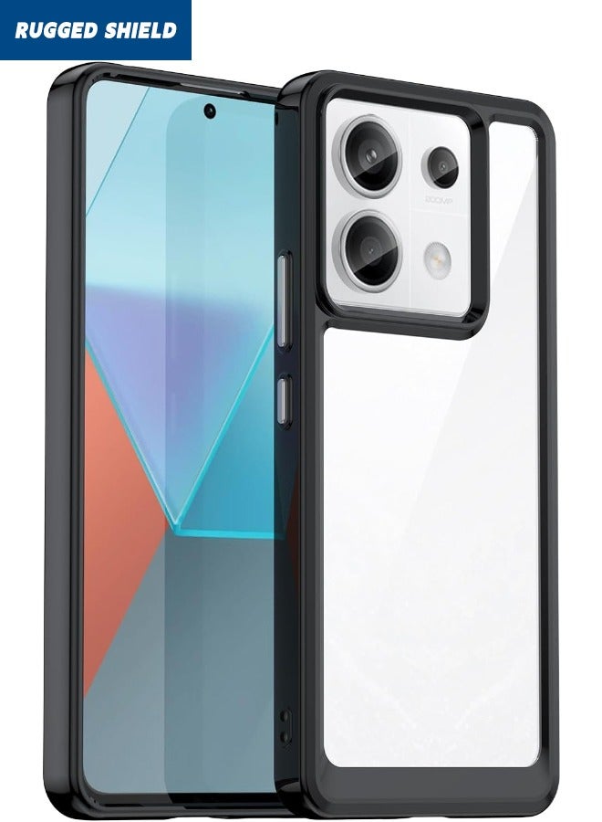 RUGGED SHIELD Redmi Note 13 Pro 5G / Xiaomi POCO X6 5G Case Cover (Not 4G), Clear Acrylic Hard Back Panel+Soft TPU Bumper, [Anti Drop][Anti Scratch][Anti Slip][Anti Fingerprint] Protective Phone Case,