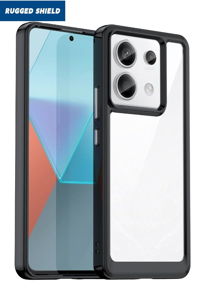 RUGGED SHIELD Redmi Note 13 Pro 5G / Xiaomi POCO X6 5G Case Cover (Not 4G), Clear Acrylic Hard Back Panel+Soft TPU Bumper, [Anti Drop][Anti Scratch][Anti Slip][Anti Fingerprint] Protective Phone Case, Clear/Black  - Image 1