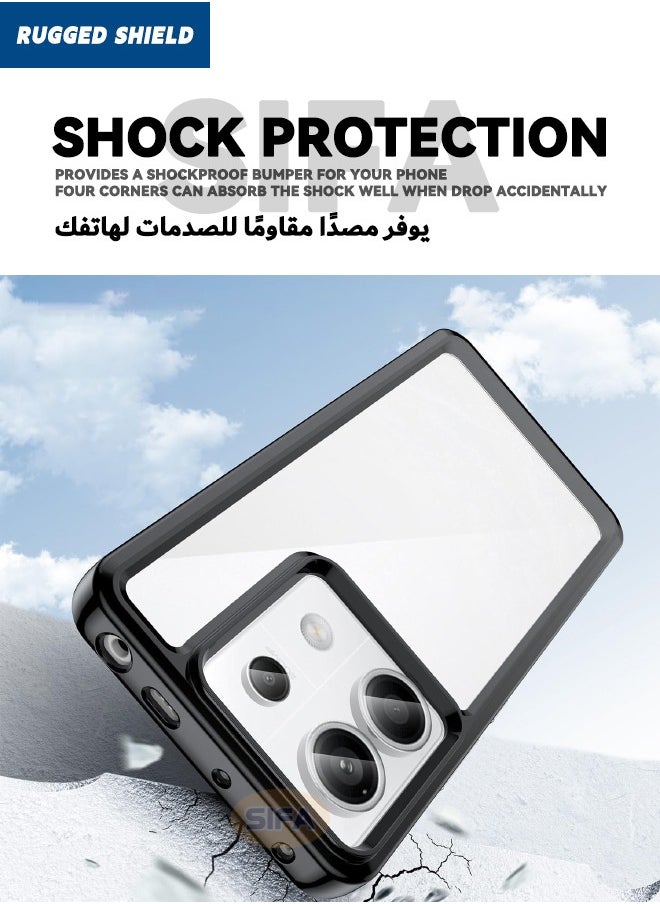RUGGED SHIELD Redmi Note 13 Pro 5G / Xiaomi POCO X6 5G Case Cover (Not 4G), Clear Acrylic Hard Back Panel+Soft TPU Bumper, [Anti Drop][Anti Scratch][Anti Slip][Anti Fingerprint] Protective Phone Case, Clear/Black  - Image 3