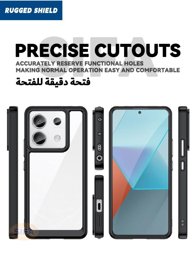 RUGGED SHIELD Redmi Note 13 Pro 5G / Xiaomi POCO X6 5G Case Cover (Not 4G), Clear Acrylic Hard Back Panel+Soft TPU Bumper, [Anti Drop][Anti Scratch][Anti Slip][Anti Fingerprint] Protective Phone Case, Clear/Black  - Image 5