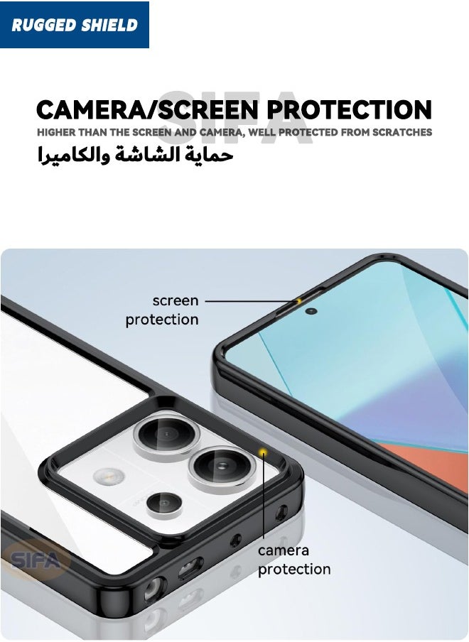 RUGGED SHIELD Redmi Note 13 Pro 5G / Xiaomi POCO X6 5G Case Cover (Not 4G), Clear Acrylic Hard Back Panel+Soft TPU Bumper, [Anti Drop][Anti Scratch][Anti Slip][Anti Fingerprint] Protective Phone Case, Clear/Black  - Image 4