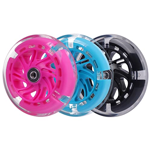 Gladeer 120mm Light Up Flashing Scooter Front Replacement Wheels w/Bearings for Kids 3-Wheeled Kick Scooters (Black) - Image 4