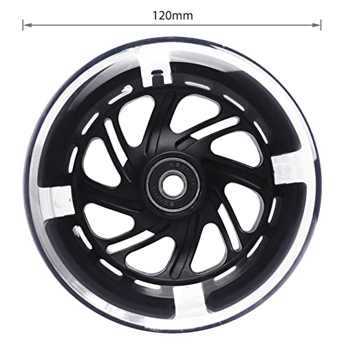 Gladeer 120mm Light Up Flashing Scooter Front Replacement Wheels w/Bearings for Kids 3-Wheeled Kick Scooters (Black) - Image 3