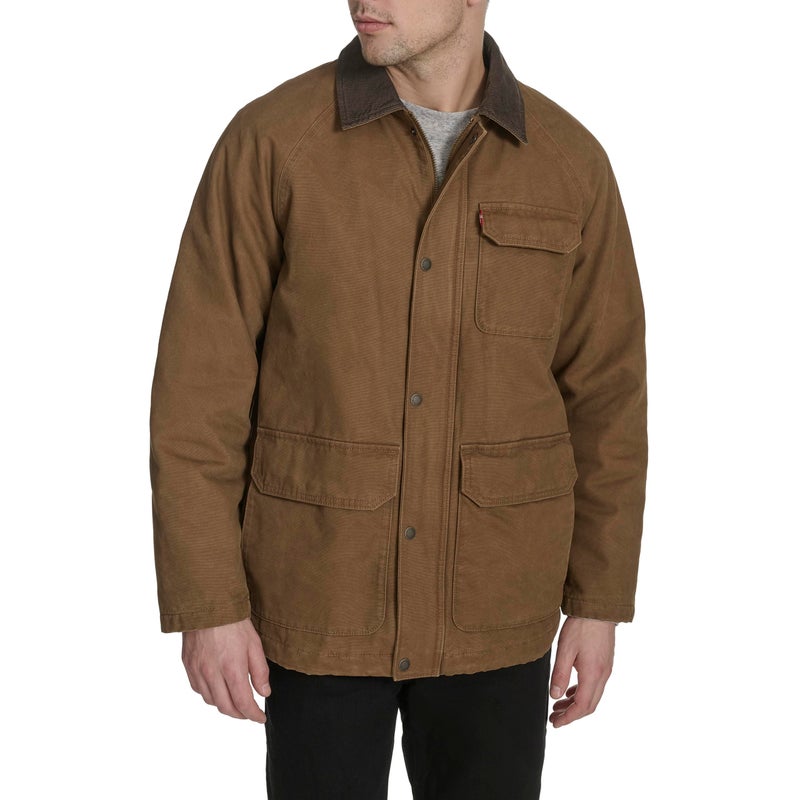 Levi's Men's Cotton Barn Jacket with Corduroy Collar, Brown Canvas, XX-Large - Image 1