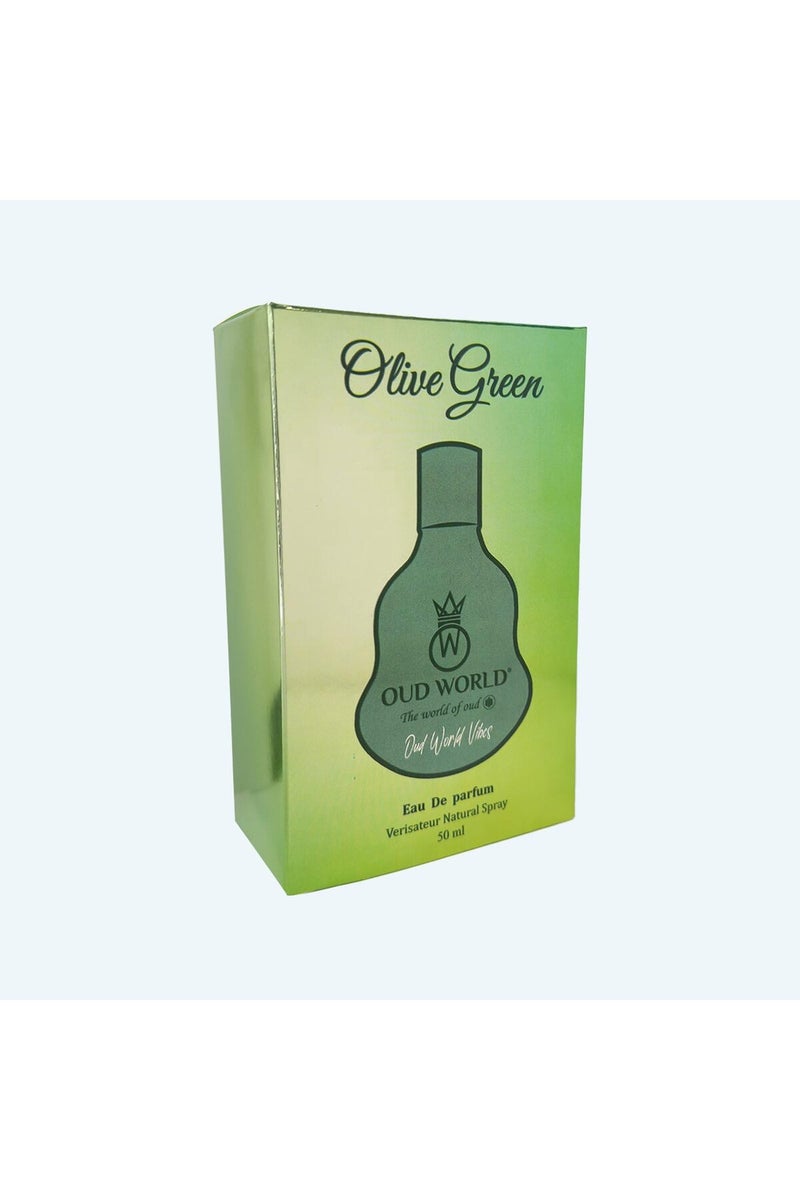 OUD WORLD Vibe Collection Olive Green Eau de Parfum | Fruity Floral Woody Perfume | Arabian Oud Inspired 50ml - Image 2
