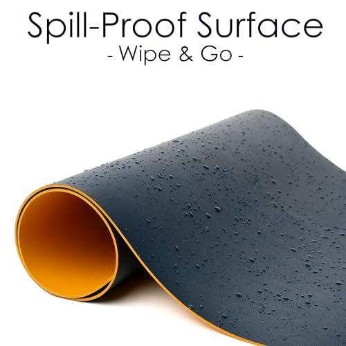 WAYBER Leather Desk Pad Protector, Waterproof Mouse Pad, PU Desk Mat, Office Desk Cover, Desk Writing Mat for Office/Home/Work/Cubicle (Blue/Yellow) 31.5x15.7in - Image 4