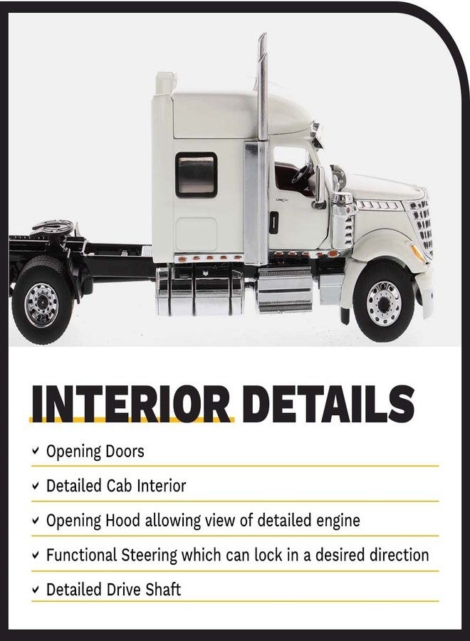 Diecast Masters International Lonestar Sleeper Cab Truck Tractor, SFFA Tandem with 72" Sleeper | 1:50 Lone Star Scale Model Semi Trucks | White Diecast Model 71024 - Image 4