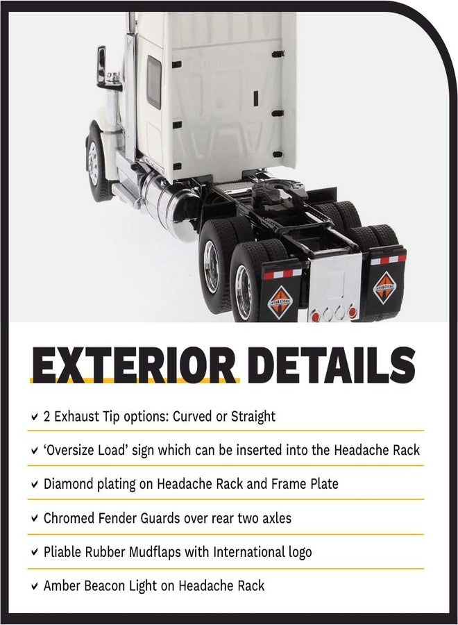 Diecast Masters International Lonestar Sleeper Cab Truck Tractor, SFFA Tandem with 72" Sleeper | 1:50 Lone Star Scale Model Semi Trucks | White Diecast Model 71024 - Image 5