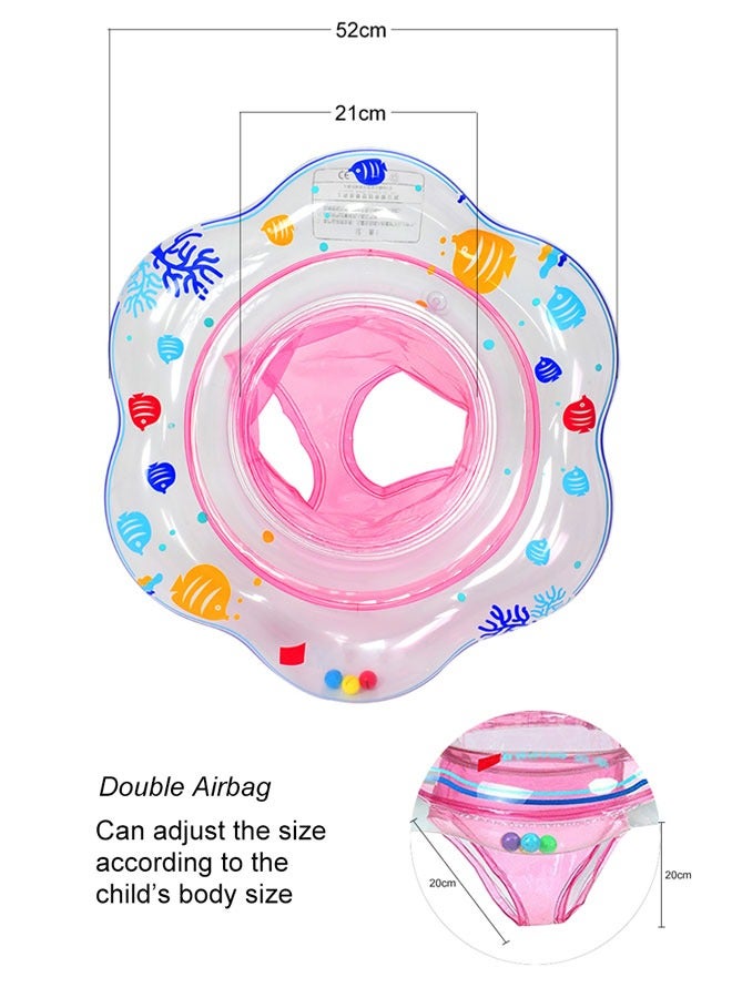 HAWAWA Pink Baby Swimming Ring Floats with Safety Seat Double Baby Airbags Floating PVC Inflatable for 6-24 months Children Waist Float Ring  ﻿ - Image 2