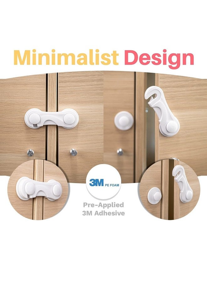 Inaya 6-Pack Child Proof Locks for Cabinet Doors, Pantry, Closet, Wardrobe, Cupboard, Drawers - 3M - No Drilling - Child Safety Locks for Cabinets and Drawers - Baby Proofing Cabinet Lock - Image 2