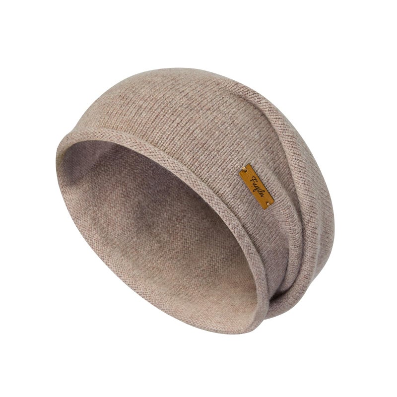 FUQILA 100% Merino Wool Slouchy Beanie Hat, Women Warm Winter Caps Soft, Ladies Breathable & Cozy Stretchy Knitted Skull Cap (US, Alpha, One Size, Light Camel) - Image 1