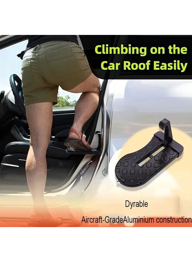 Foldable Aluminum SUV Truck Door Ladder Black Non Slip Scratch Resistant Roof Channel - Image 2
