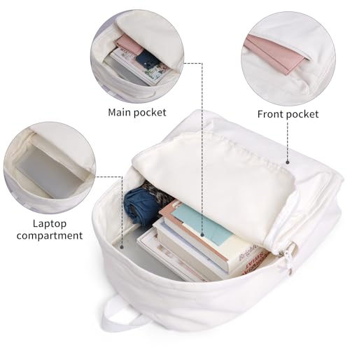 Zicac Diy Canvas Backpack Daypack Satchel Backpack (White, with Side Pocket) - Image 4