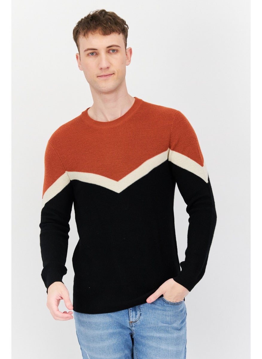 Men Crew Neck Two-Tone Knitted Sweater, Rust - pzsku/Z7C5A9C3830064AD50409Z/45/_/1727187861/0ee9bd3b-0b56-493f-ab43-8dc1b829b953