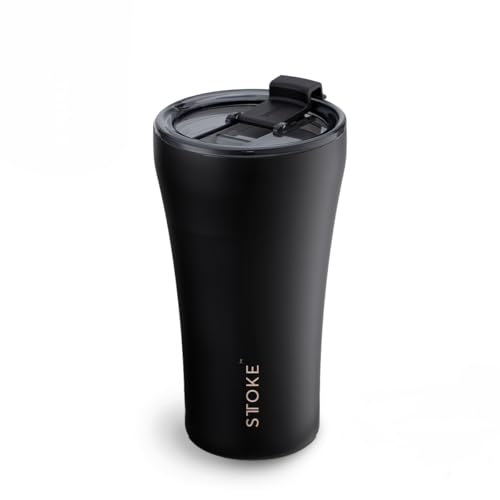 Sttoke Leakproof Ceramic Reusable Coffee Cup 12 oz - Luxe Black SLP12LB0613 0 - Image 1