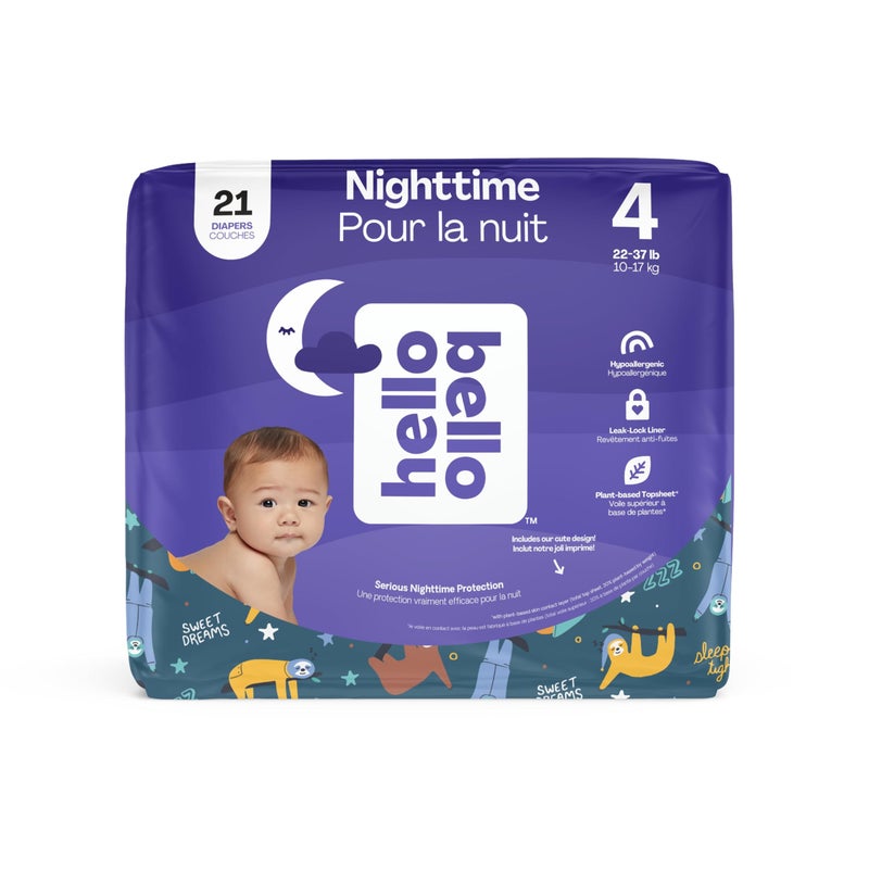 Hello Bello Nighttime Baby Diapers Size 4 Ultra Absorbent and Hypoallergenic for Overnight Diapers for Extended Protection 21 Count