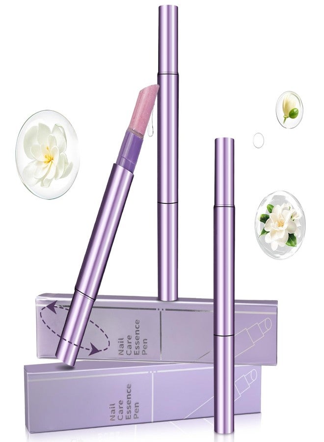 Plman 3-in-1 Cuticle Oil Pen, Cuticle Pusher Nail Oil Pen with Ceramic Tip, Nail Care Pen for Hangnails, Dry & Damaged Nail, Moisturize Strengthen Brighten Nails Care (Camellia-3PCS Rotating) - Image 1