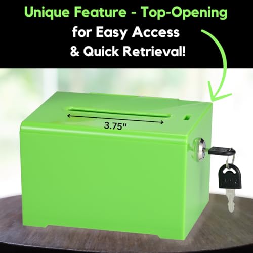 AdirOffice Adir Suggestion Box with Slot and Lock – Acrylic Donation Box for Fundraising, Drawing Box for Raffle, Funraiser Box, Tip Box with Lock - 6.25x4.5x 4 Inches voting box with slot and Sign Holder - Image 3
