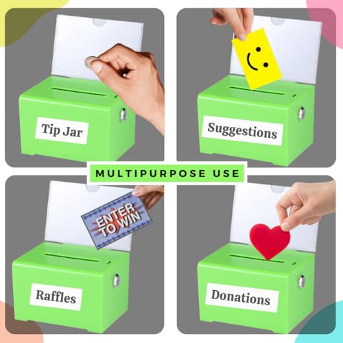 AdirOffice Adir Suggestion Box with Slot and Lock – Acrylic Donation Box for Fundraising, Drawing Box for Raffle, Funraiser Box, Tip Box with Lock - 6.25x4.5x 4 Inches voting box with slot and Sign Holder - Image 5