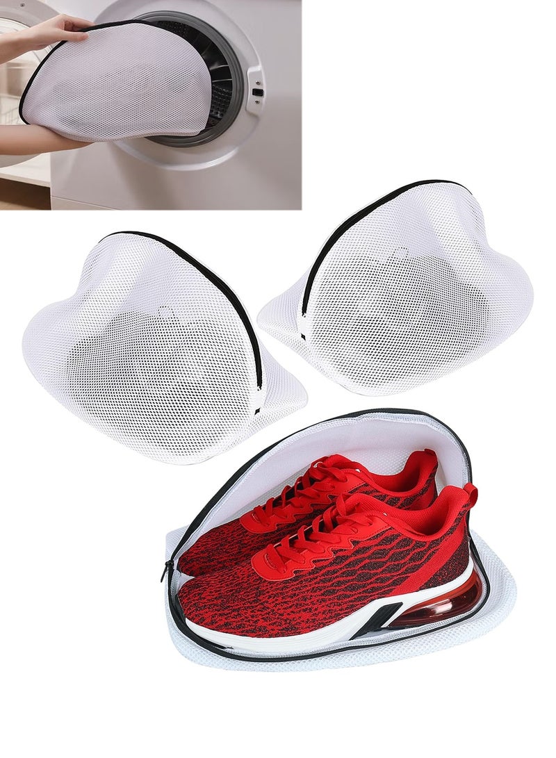 Forest Home 3pcs Zipper Shoe Wash Bag Organizer Reusable Mesh Shoe Laundry Bags Travel Shoe Organization Bag Fit up to Men’s Size 12 for Sneakers, Trainers, Running Shoes (24CM*42CM) - Image 1