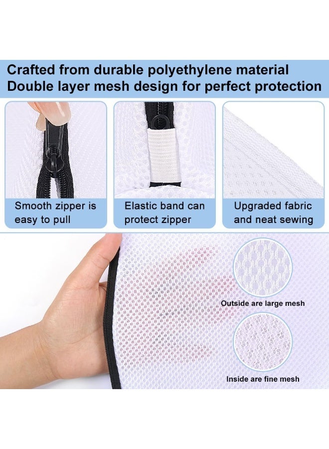 Forest Home 3pcs Zipper Shoe Wash Bag Organizer Reusable Mesh Shoe Laundry Bags Travel Shoe Organization Bag Fit up to Men’s Size 12 for Sneakers, Trainers, Running Shoes (24CM*42CM) - Image 3