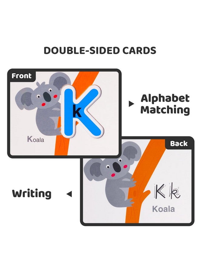 LiKee Alphabet Flash Cards Wooden Letter Puzzle Abc Sight Words Matching Games Counting Board Preschool Educational Montessori Toys For Toddlers Boys Girls 3+ Years (36 Cards& 37 Wood Pieces) - Image 2