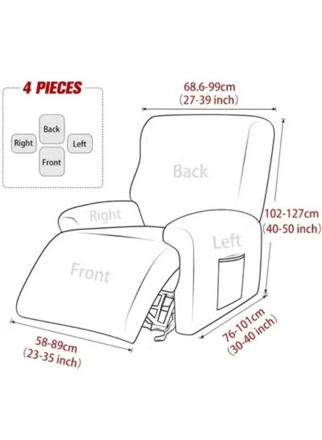 Beauenty 4pcs/set Jacquard Recliner Chair Slipcover, Protector For Recliners Couch Cover - Image 4