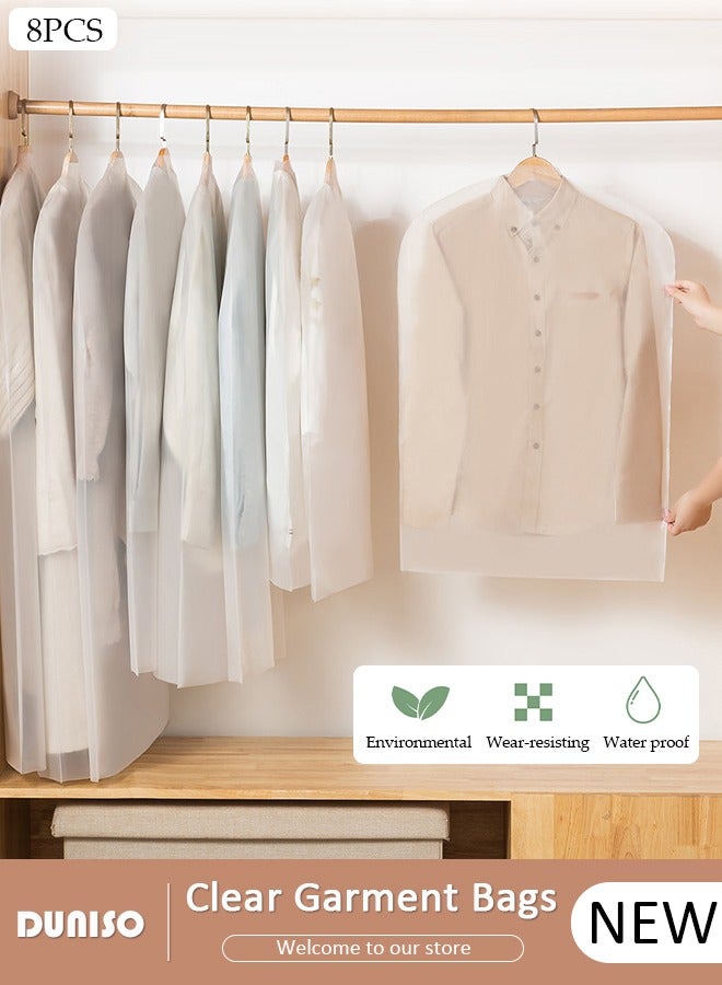 DUNISO 8 PCS Hanging Clear Garment Bags, Washable Clothes Bags for Storage with Smooth Zipper, Waterproof Garment Bags for Closet Storage, Wardrobe Clothes Protector, Breathable Dust Cover for Shirts, Coats, Dresses, Suits  - Image 1