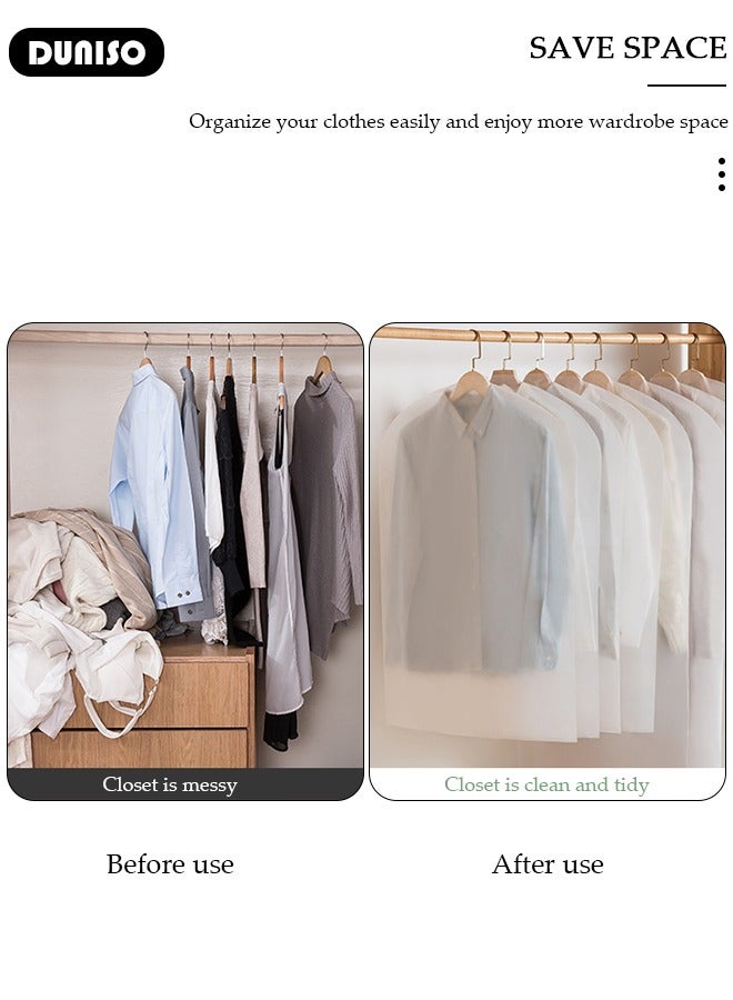 DUNISO 8 PCS Hanging Clear Garment Bags, Washable Clothes Bags for Storage with Smooth Zipper, Waterproof Garment Bags for Closet Storage, Wardrobe Clothes Protector, Breathable Dust Cover for Shirts, Coats, Dresses, Suits  - Image 5