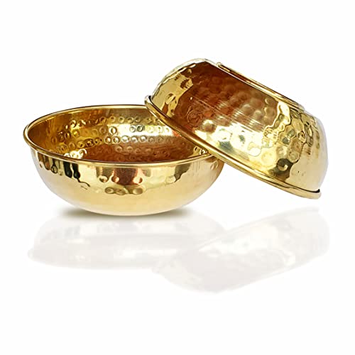 LandSlide Brass Handmade Decorative Bowl, Multipurpose 2 Piece (Gold - 4.5 X 1.75 Inch), 250 ML - Image 1