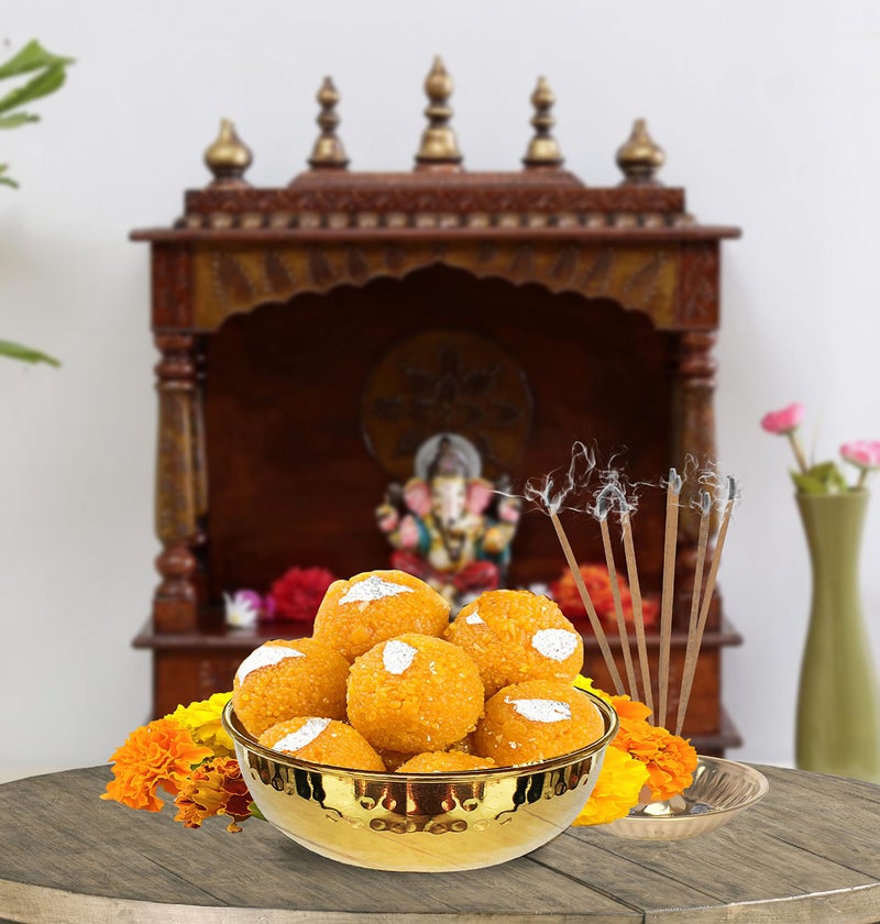 LandSlide Brass Handmade Decorative Bowl, Multipurpose 2 Piece (Gold - 4.5 X 1.75 Inch), 250 ML - Image 2