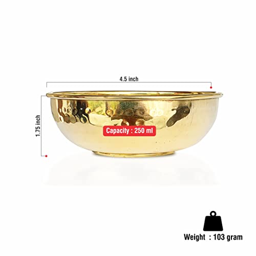 LandSlide Brass Handmade Decorative Bowl, Multipurpose 2 Piece (Gold - 4.5 X 1.75 Inch), 250 ML - Image 3
