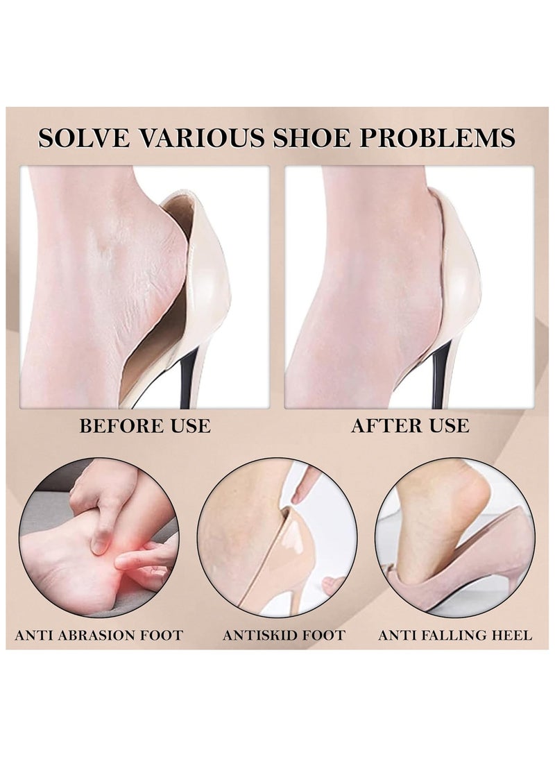 وسائد الكعب ونعلات الأحذية ذات المقابض المبطنة غير القابلة للانزلاق للنساء، وبطانات الكعب ذاتية اللصق للأحذية الفضفاضة (بيج، مقاس واحد) - Image 3