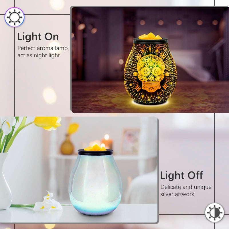 EQUSUPRO Wax Melt Warmer Wax Melter Wax Burner for Scented Wax Melts Electric Fragrance Warmer for Wax Cubes & Tarts, Vivid 3D Design 7 Colors LED Light Gift & Decor for Home Office (3D Skeleton) - Image 4
