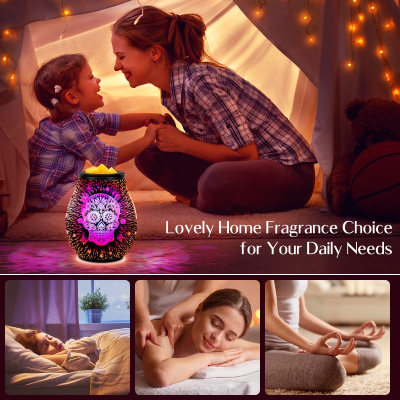 EQUSUPRO Wax Melt Warmer Wax Melter Wax Burner for Scented Wax Melts Electric Fragrance Warmer for Wax Cubes & Tarts, Vivid 3D Design 7 Colors LED Light Gift & Decor for Home Office (3D Skeleton) - Image 5