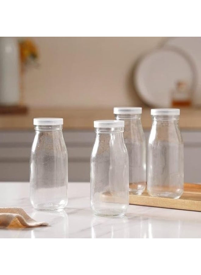 الأقصر 3 قطع زجاجة حليب زجاجية بأغطية بيضاء، زجاجات عصير 250 مل، حاويات شرب الألبان، زجاجات زجاجية صغيرة للحليب والعصير والزبادي والعصائر والعسل وصلصة الطماطم والمربى والشراب - Image 5