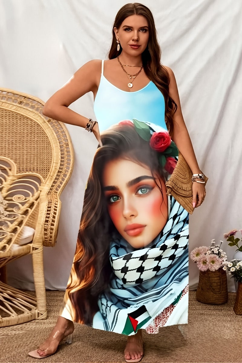 فستان  كاجوال بطبعة جرافيكية وتصميم ملون 