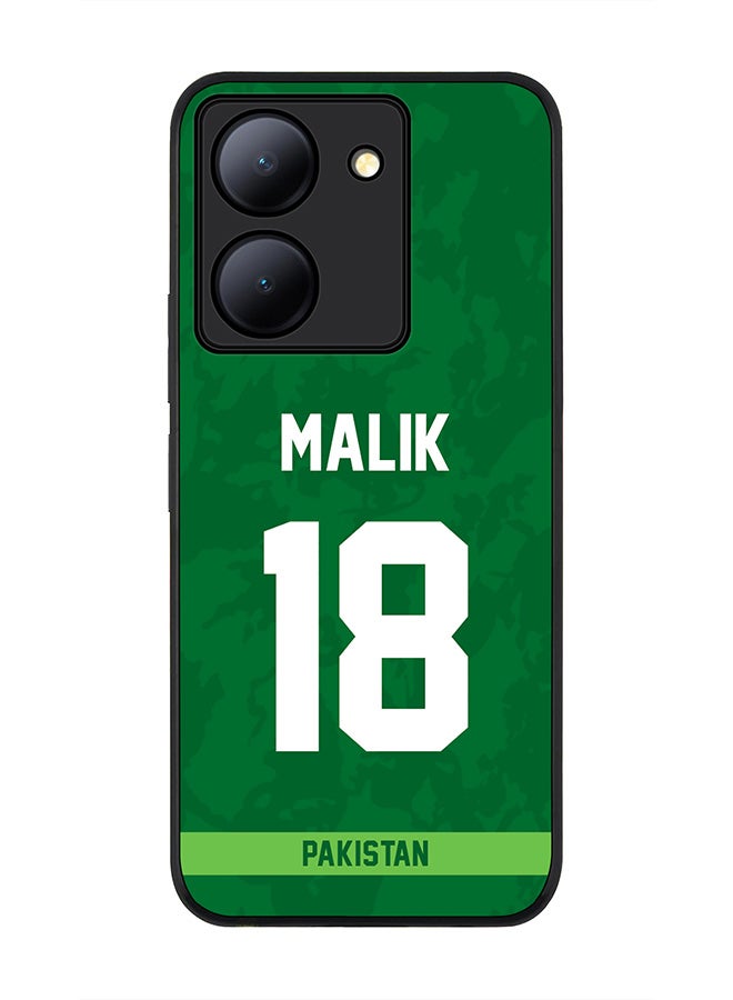 Stylizedd Rugged Black Edge case for Vivo Y27s/ Vivo Y27 5G, Slim fit Soft Flexible Rubber Edges Anti Drop Cover - Team Pakistan Shoaib Malik, Jersey No 18 - Image 1