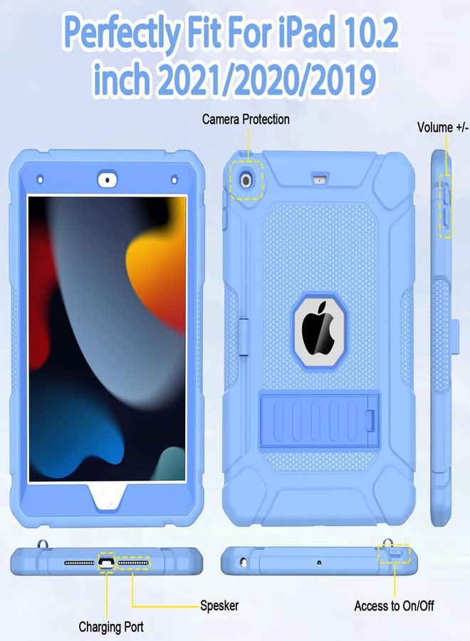 BMOUO جراب BMOUO لأجهزة iPad من الجيل التاسع والثامن والسابع (10.2 بوصة، 2021/2020/2019)، جراب واقٍ مقاوم للصدمات لجهاز iPad 10.2 بوصة مع حامل مدمج/حامل قلم، أزرق - Image 4