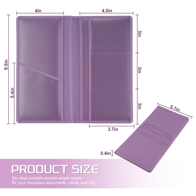 JUSTTOP 1Pack Car Registration and Insurance Holder,Car Document Holder for Cards License with Magnetic Shut,Vehicle Glove Box Car Organizer for Documents, Cards, License(Purple) - Image 2