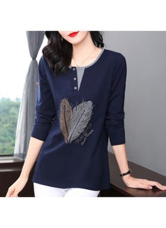 Beautiful Mother Cotton Long Sleeve T-shirt Women's Spring And Autumn New Chubby Girl Long Top Plus Size Loose Ide