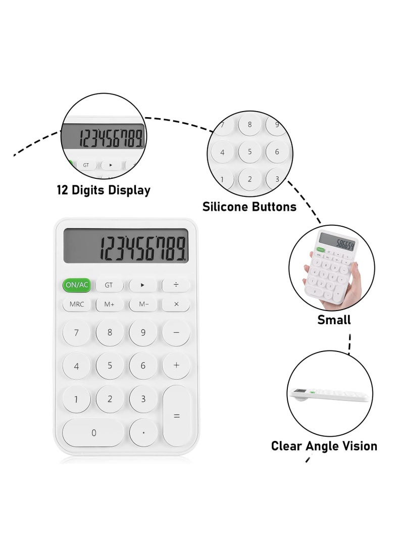 SOLARAE Desktop Calculator for Students, Office Supplies and Accessories, 12-Digit LCD Display Battery Basic Desk Pocket Calculators, Basic Office Calculator, for School Office Home Supplies,White - Image 2