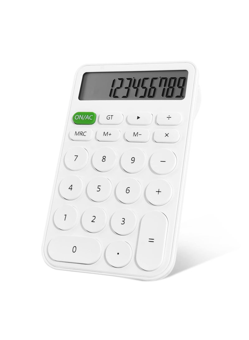 SOLARAE Desktop Calculator for Students, Office Supplies and Accessories, 12-Digit LCD Display Battery Basic Desk Pocket Calculators, Basic Office Calculator, for School Office Home Supplies,White - Image 1