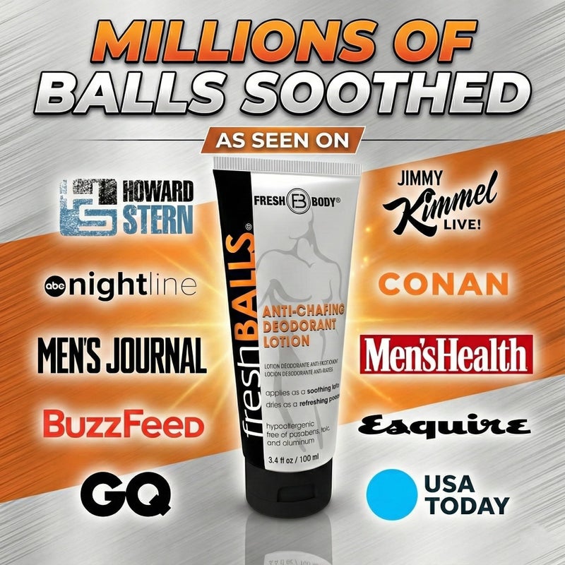 Fresh Body FB Fresh BALLS Cream - Men's Anti-Chafing Comfort Soothing Lotion to Powder - Ball Deodorant and Hygiene for Groin Area - The Original Anti Friction Cream for Men, 3.4 fl oz - Image 4