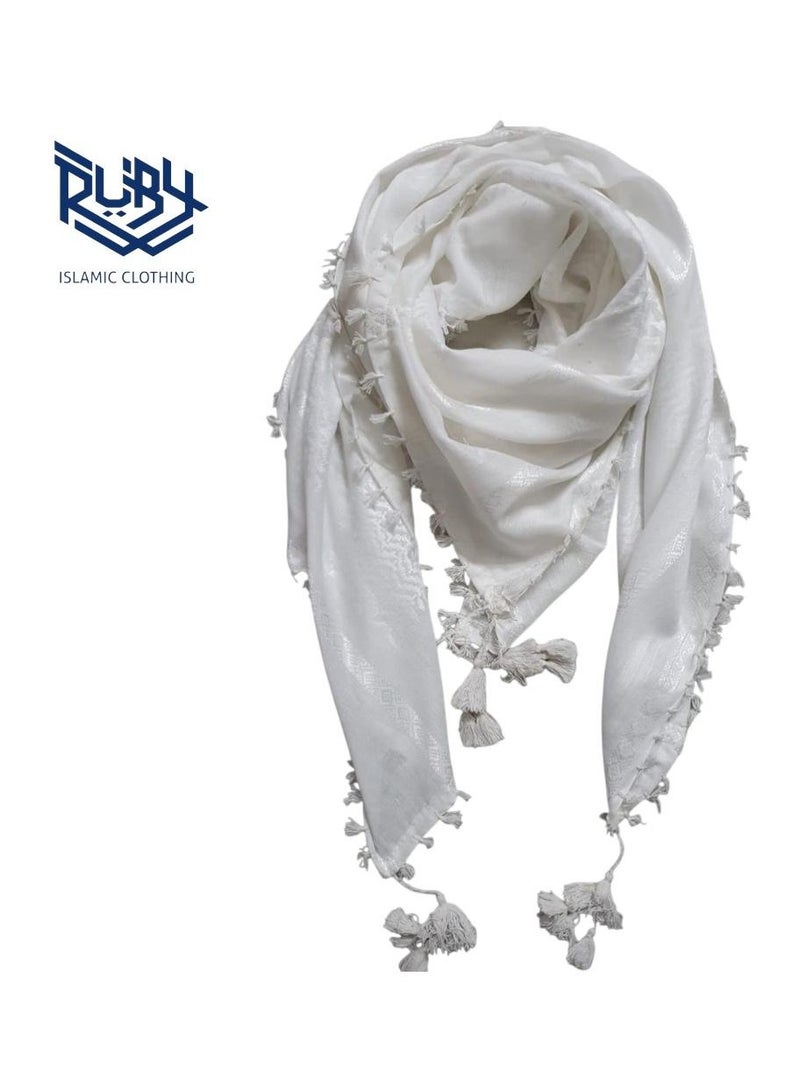RUBY ISLAMIC CLOTHING Fashion  White Arab Shemagh Keffiyeh Scarf Desert Tactical Sheemagh  - Image 1