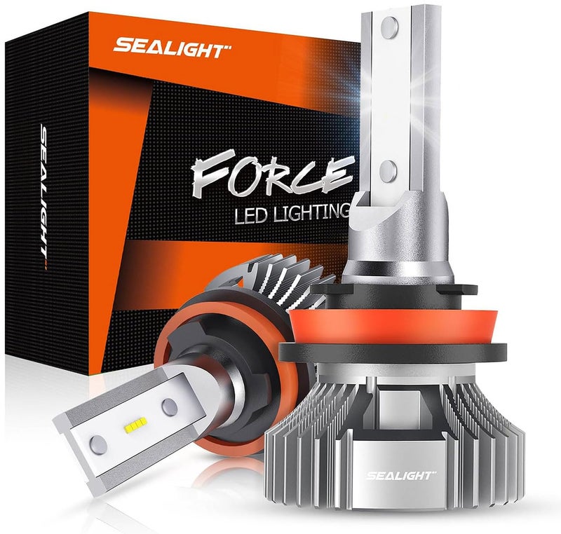 SEALIGHT H11 H8 H16 LED Fog Lights Bulb 400 Brightness H9 H8 Fog Lights LED Bulb 6000K White H11 Fog Light Bulbs for Car 50000 HRS Lifespan Replacement Fog Light Bulbs IP68 Waterproof Pack of 2