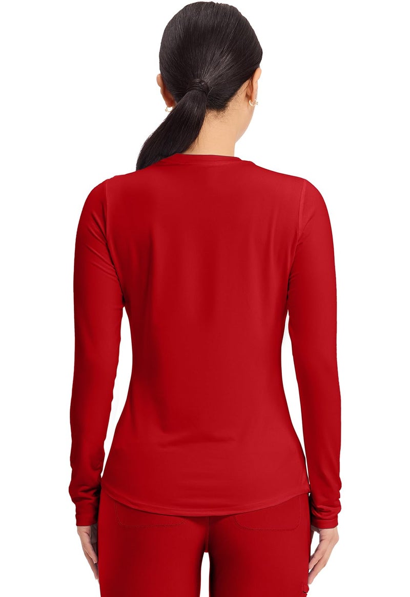 Cherokee Underscrub Long Sleeve Womenâ€™s Knit Tee Nursing Underscrubs Crew Neck Layering Top for Women - CK773, M, Red - Image 5